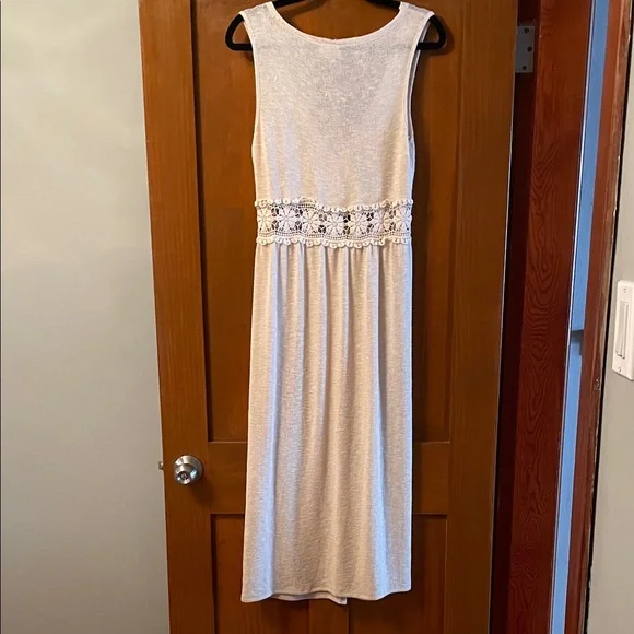 ONE CLOTHING Sleeveless Crochet Cream Knit Maxi Duster Button Resortwear Sweater - Picture 5 of 13